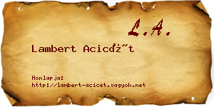 Lambert Acicét névjegykártya